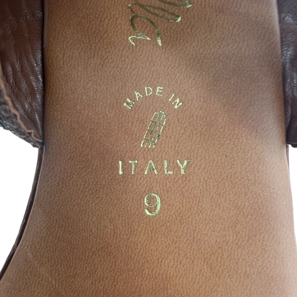 Toscanella Brown Gold Double Banded Platform Wedge Sandals Size 9 Women's - Picture 4 of 7